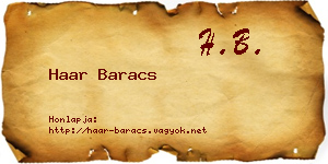 Haar Baracs névjegykártya